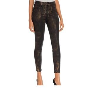 7 For All Mankind Women’s Bronze Coated Snakeskin print Skinny Jeans Size 29